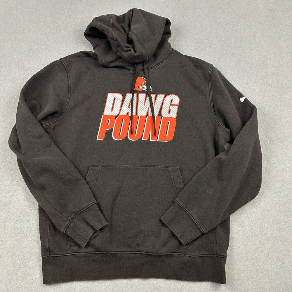Cleveland Browns Hoodie Men Medium Brown Orange Nike Dog Pound Sweatshirt M